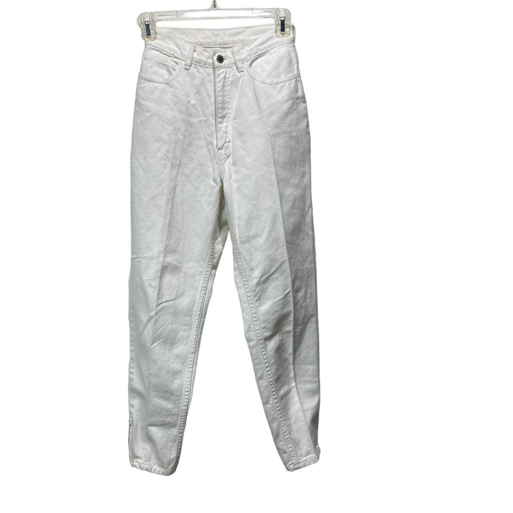 White Jeans Sergio Valente Size 5/6‎ Hong Kong High Rise Cotton Side Zip Vintage